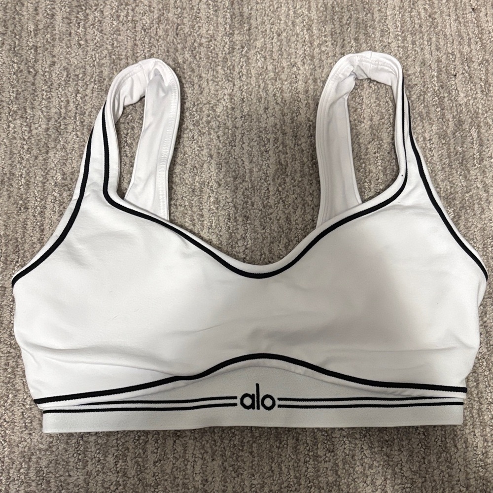 ALO Yoga White Leggings with Black Accents